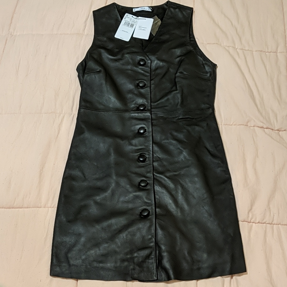 NWT MNG Mango Genuine Leather Dress Sleeveless